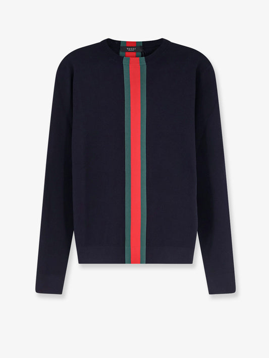 Cotton sweater with Nastro Web inlay