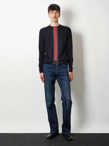Cotton sweater with Nastro Web inlay thumbnail