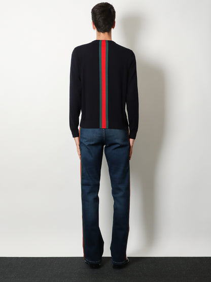 Cotton sweater with Nastro Web inlay thumbnail