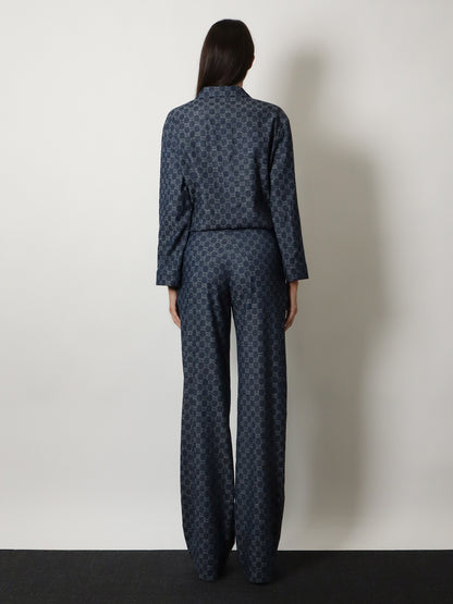 Cotton denim trousers with GG motif thumbnail