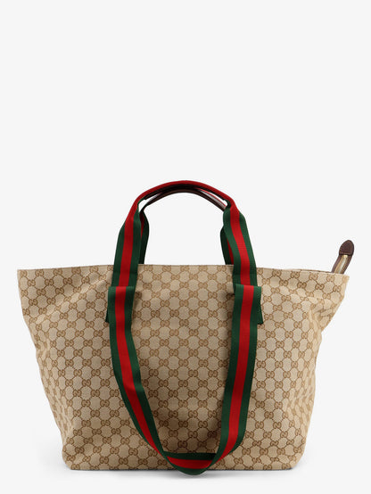 GG fabric shopping bag with Nastro Web handle detail thumbnail