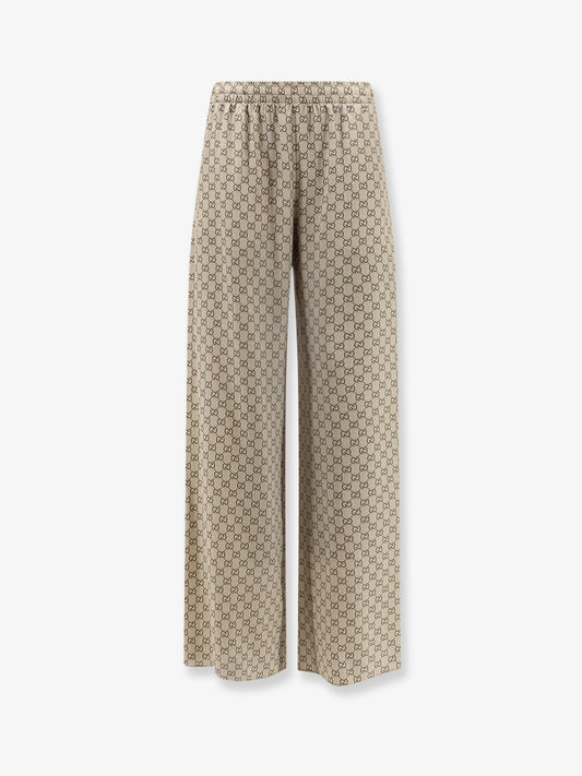 Gucci Primavera silk trousers with GG print