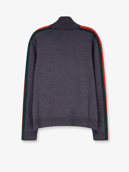 Fine wool cardigan with full zip and Web stripe thumbnail