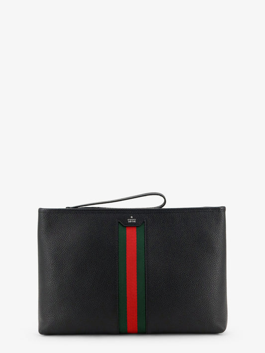 Portfolio grained leather clutch