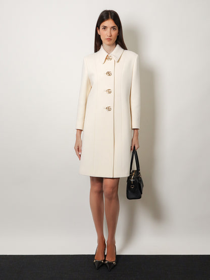 White wool crêpe coat thumbnail