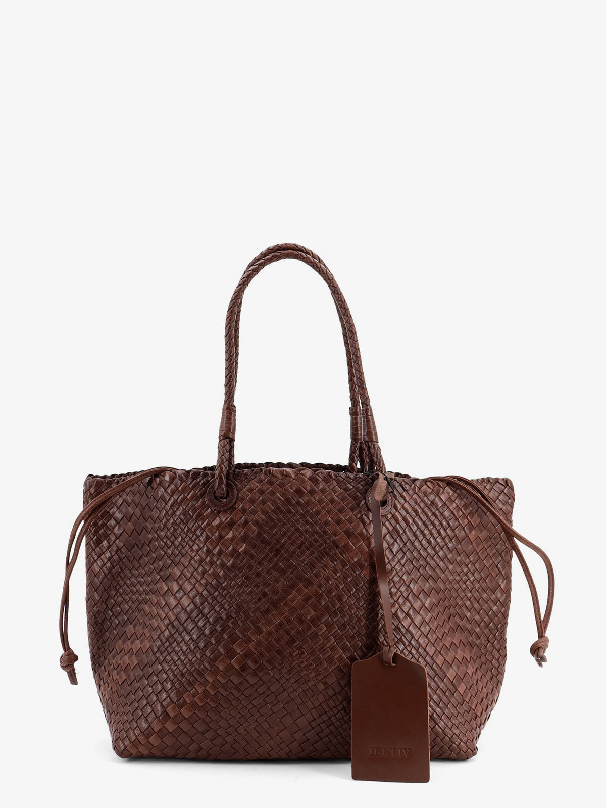 Bazika vegetable leather shoulder bag with woven pattern