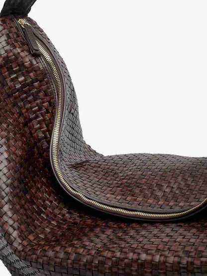 Clip vegetable-tanned leather shoulder bag with a woven pattern thumbnail