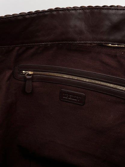 Clip vegetable-tanned leather shoulder bag with a woven pattern thumbnail