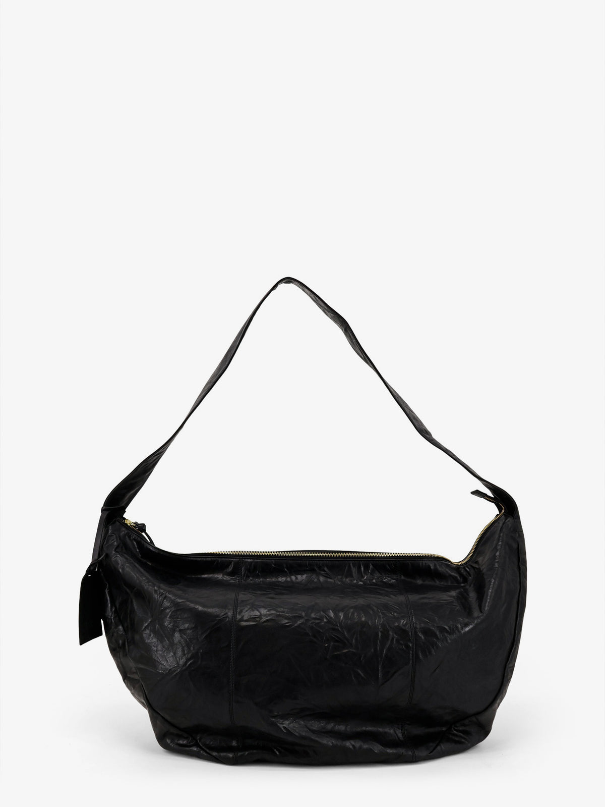 Clip vegetable-tanned leather crossbody bag