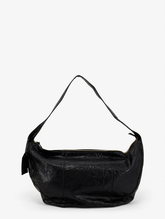 Clip vegetable-tanned leather crossbody bag