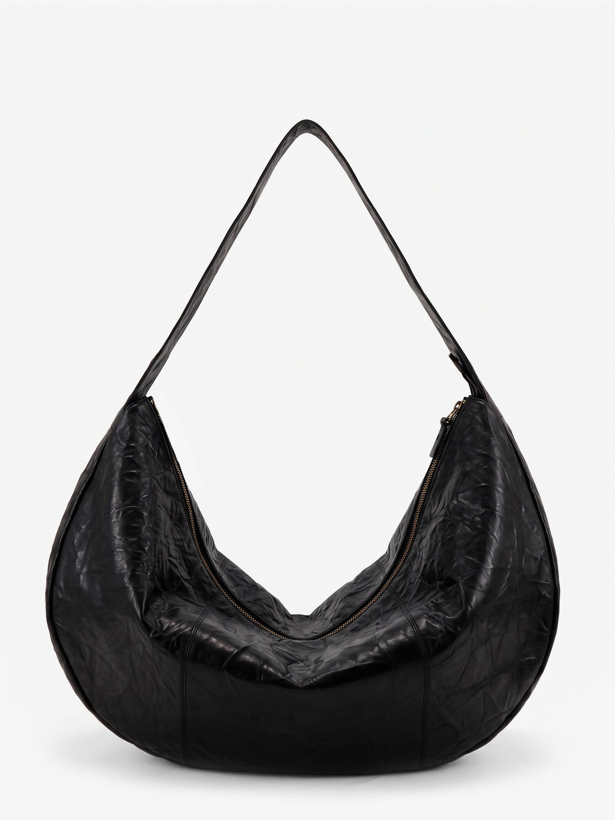 Clip vegetable-tanned leather crossbody bag