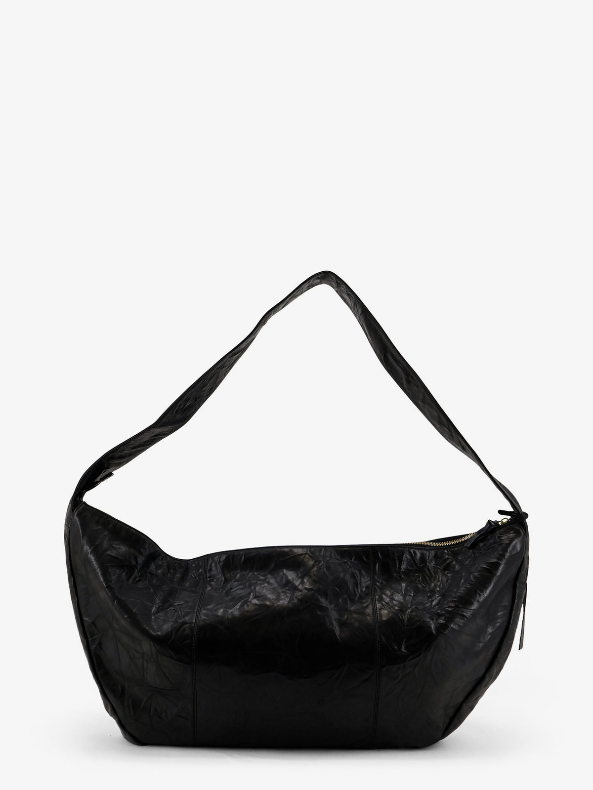 Clip vegetable-tanned leather crossbody bag