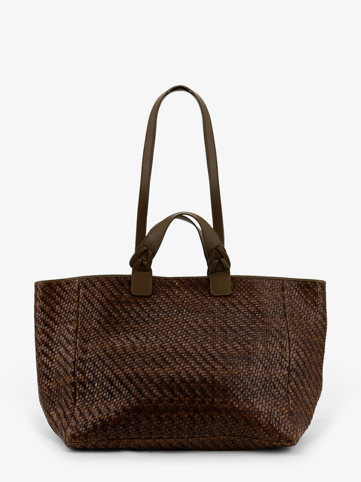 Elmio Medium vegetable leather shoulder bag with woven pattern