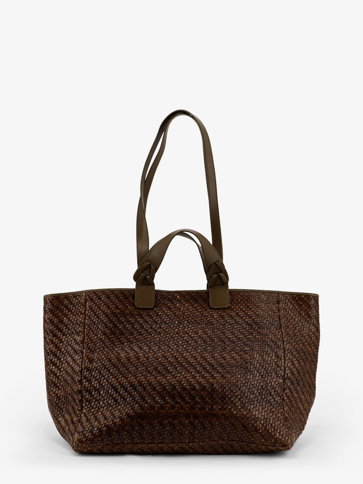 Elmio Medium vegetable leather shoulder bag with woven pattern
