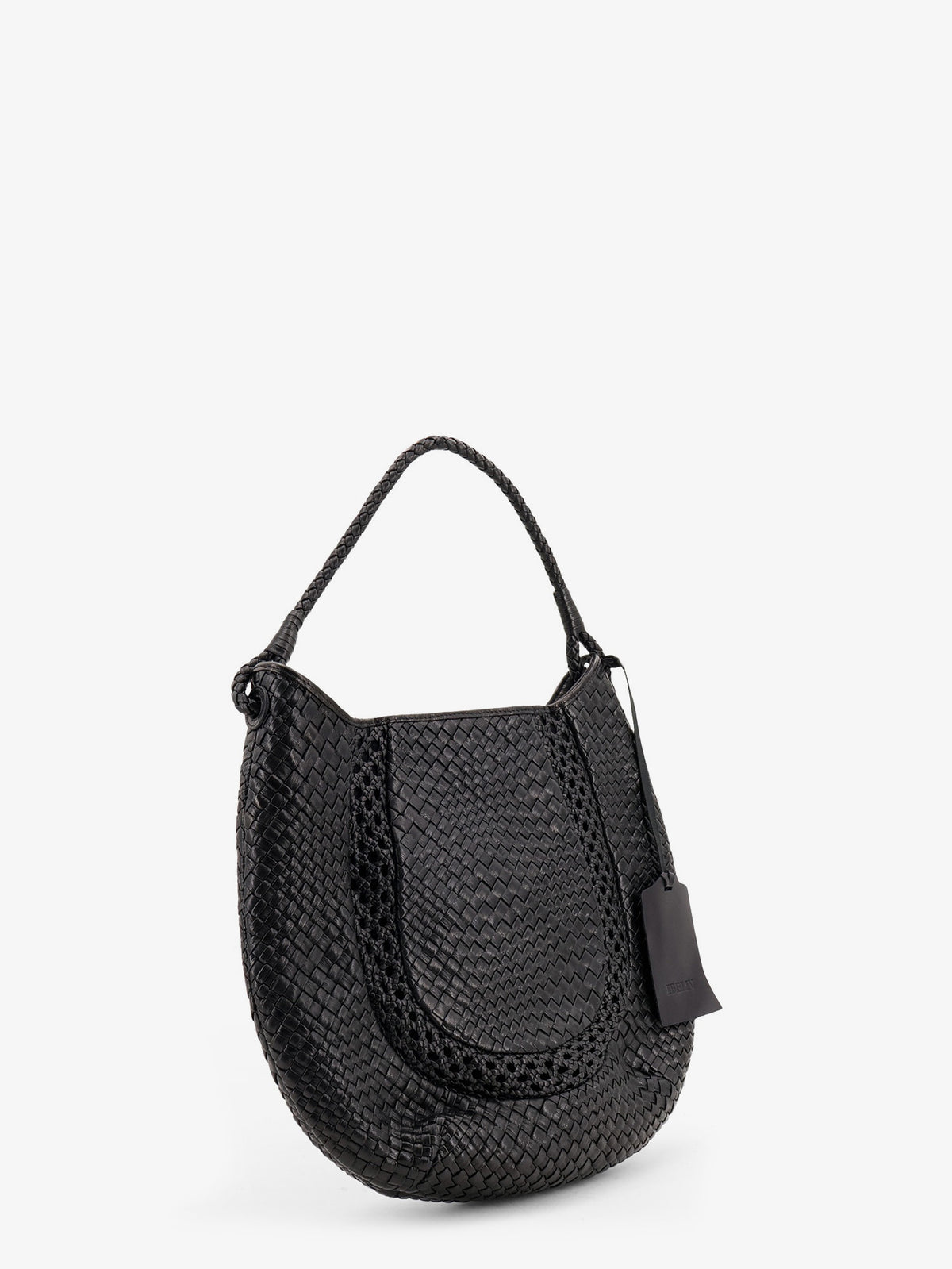 Lamia vegetable leather shoulder bag with woven pattern