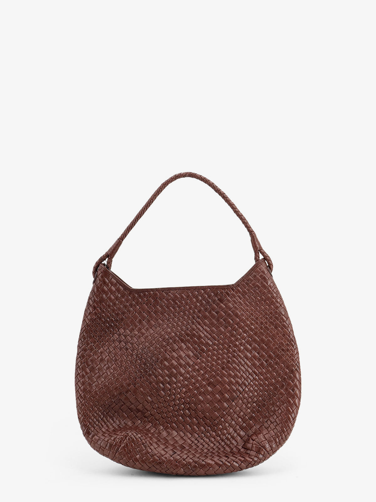 Lamia vegetable-tanned leather shoulder bag with a woven pattern