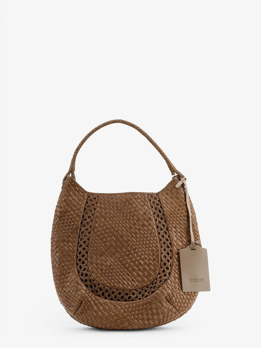 Lamia vegetable leather shoulder bag with woven pattern