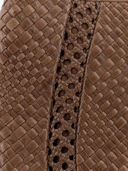 Lamia vegetable leather shoulder bag with woven pattern thumbnail