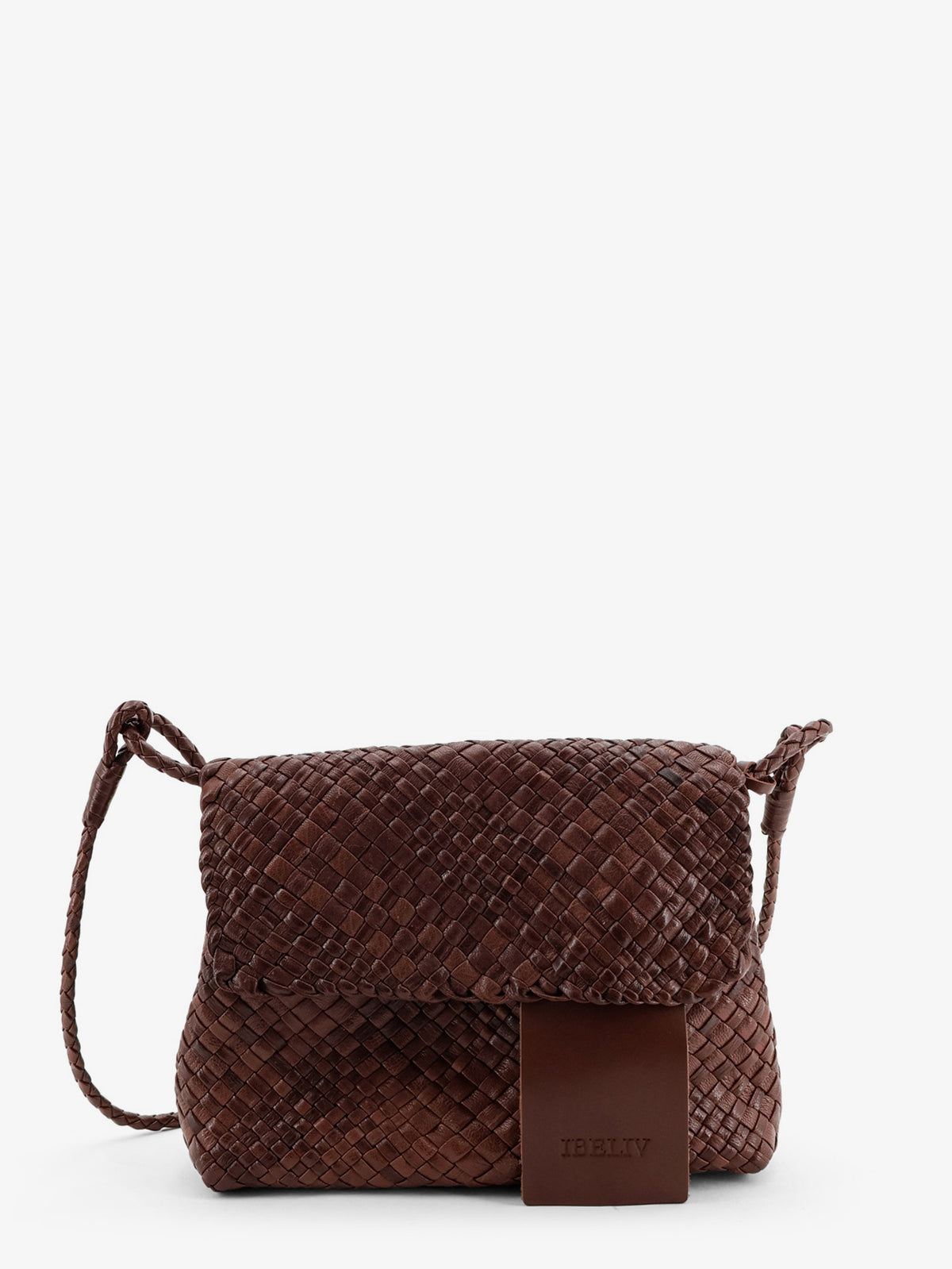 Paris vegetable leather shoulder bag with woven pattern