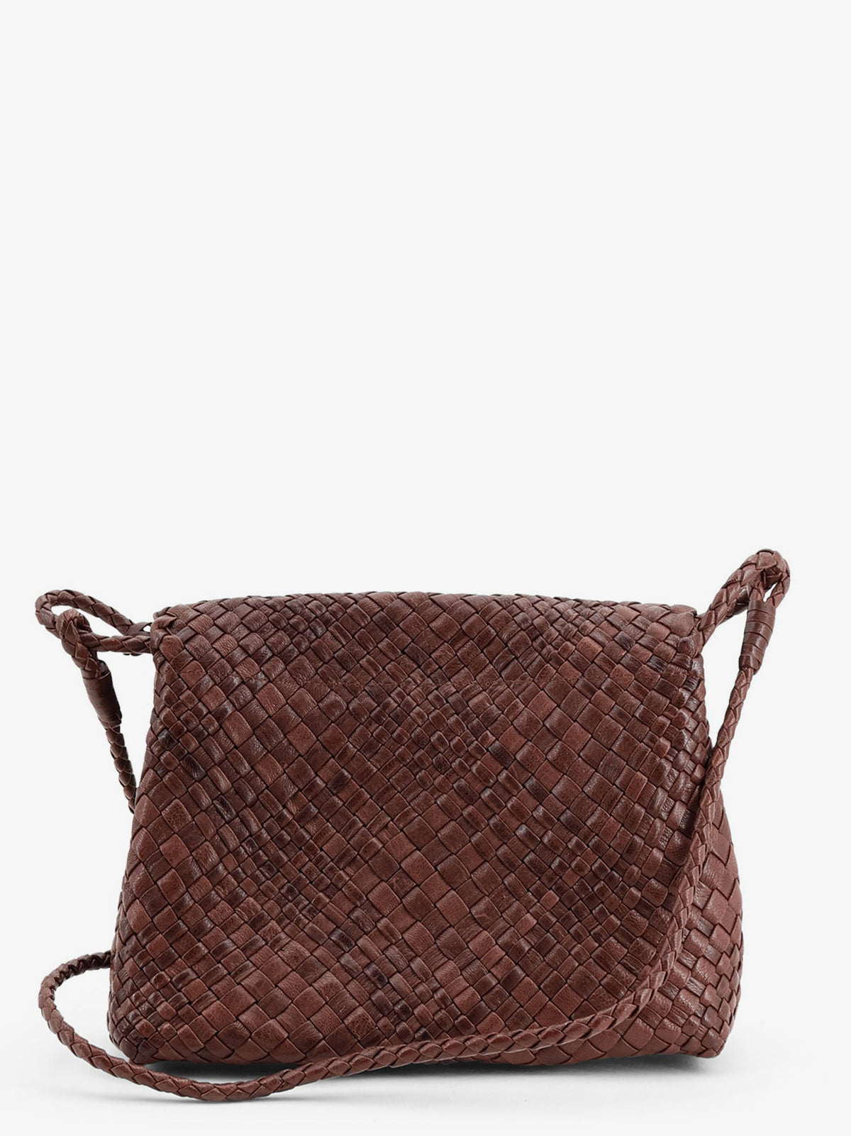 Paris vegetable leather shoulder bag with woven pattern
