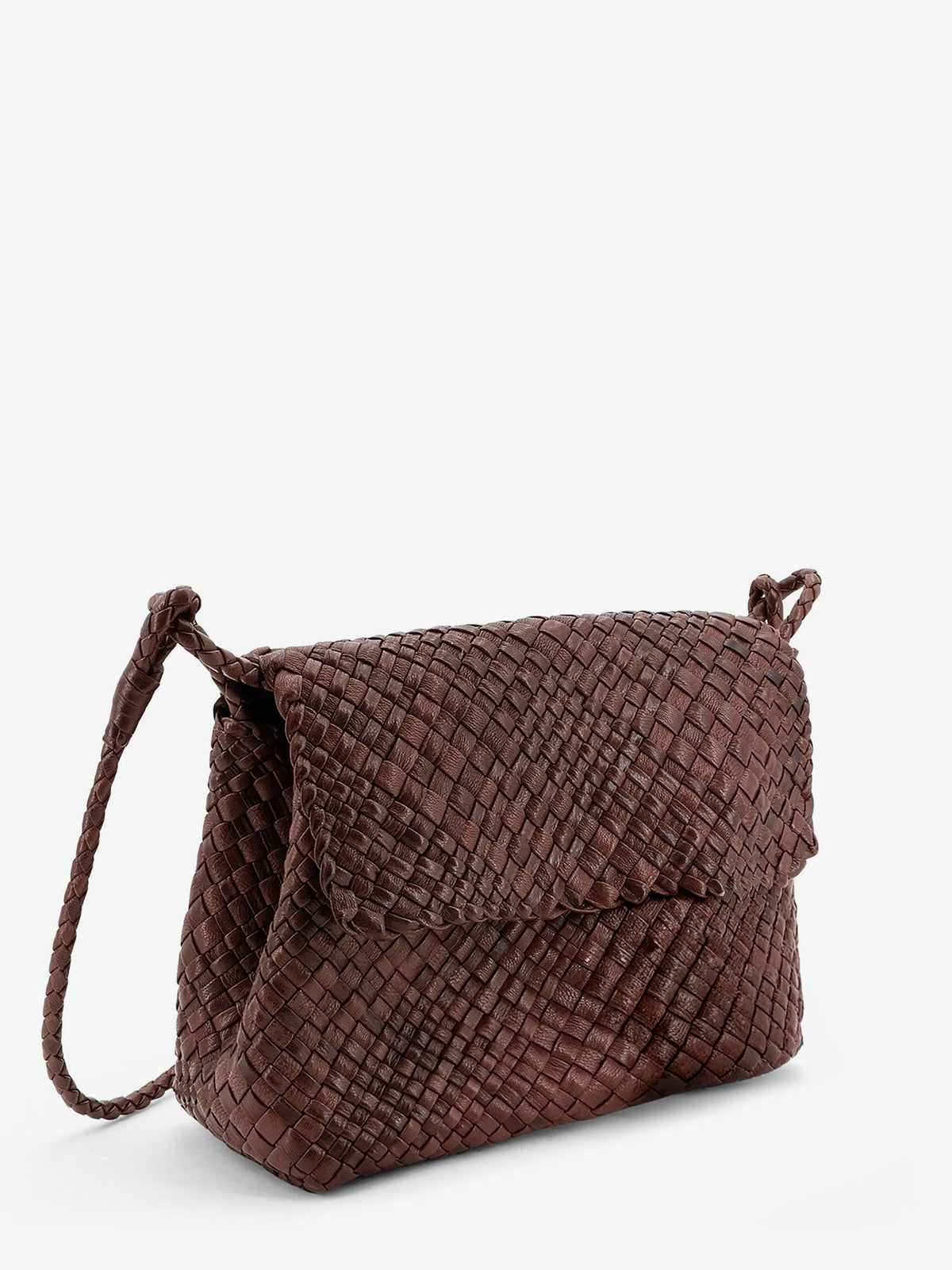 Paris vegetable leather shoulder bag with woven pattern