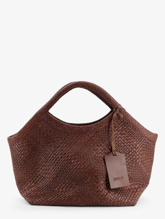 Pure Large vegetable-tanned leather handbag with a woven pattern