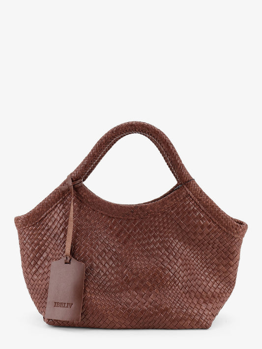 Pure Medium vegetable-tanned leather handbag with a woven pattern