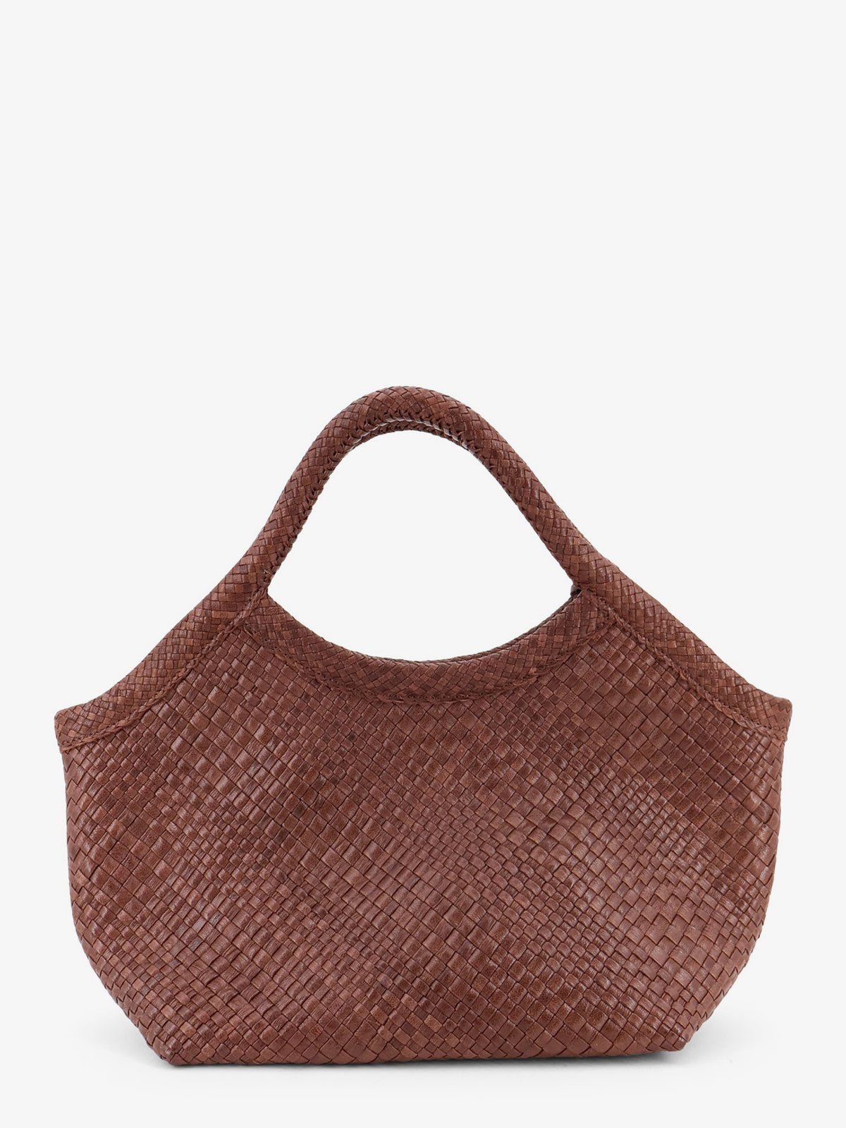Pure Medium vegetable-tanned leather handbag with a woven pattern