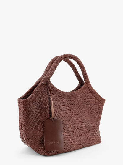 Pure Medium vegetable-tanned leather handbag with a woven pattern thumbnail