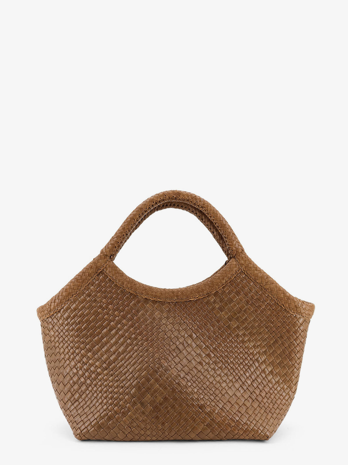 Pure Medium vegetable tanned leather handbag with woven pattern
