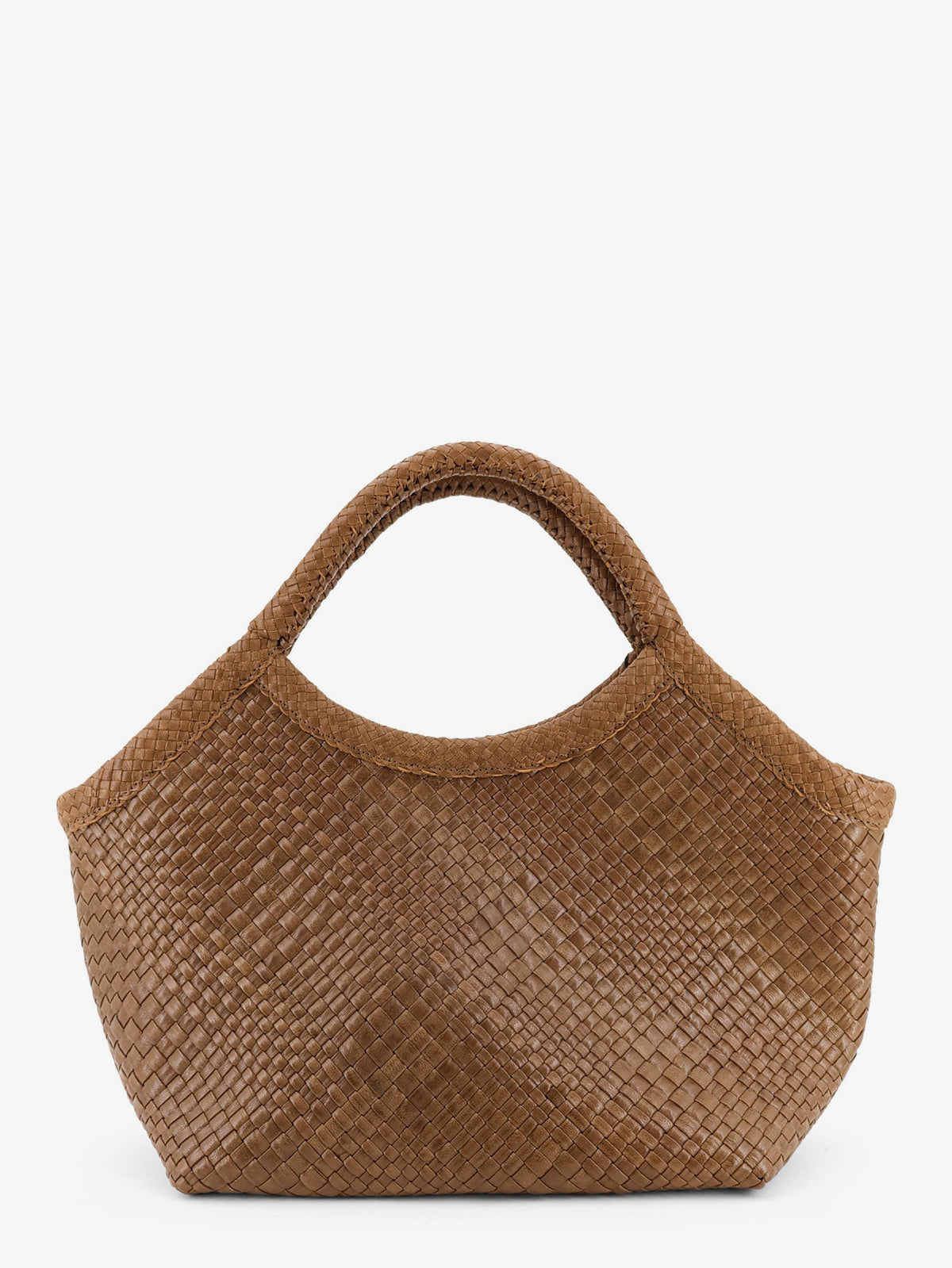 Pure Medium vegetable tanned leather handbag with woven pattern