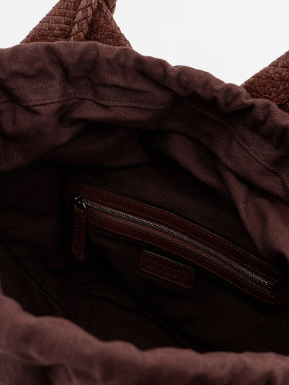 Borsa a spalla Trinity Medium in pelle vegetale con motivo intrecciato thumbnail