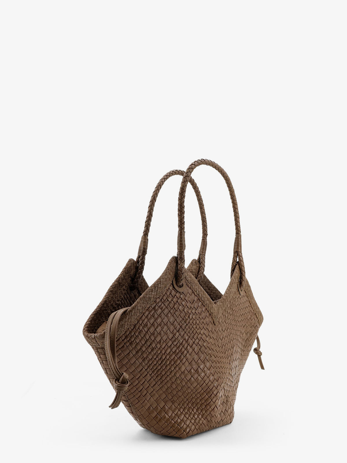 Trinity Medium vegetable-tanned leather shoulder bag with a woven pattern
