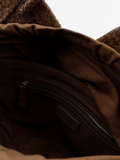 Trinity Medium vegetable-tanned leather shoulder bag with a woven pattern thumbnail