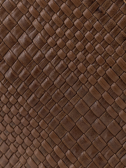 Trinity Medium vegetable-tanned leather shoulder bag with a woven pattern thumbnail
