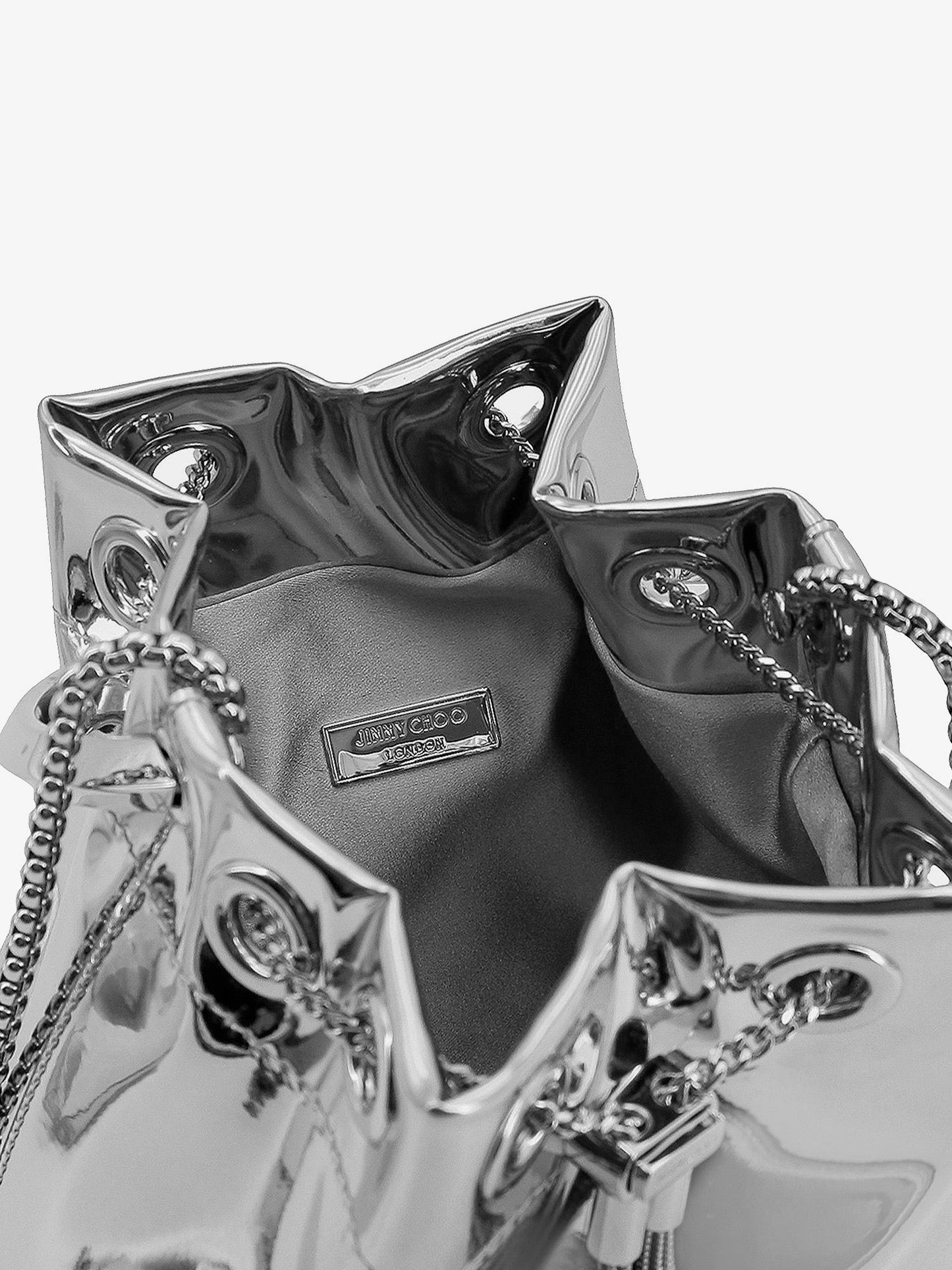 Bonbon bucket bag in mirrored fabric