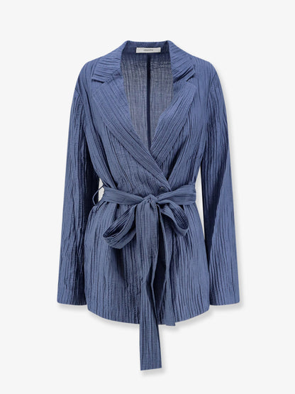 Blazer in tessuto Crinkle con cintura thumbnail