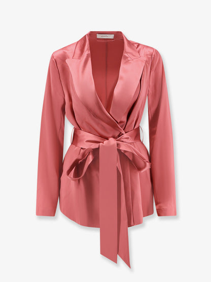 Double-breasted satin blazer thumbnail
