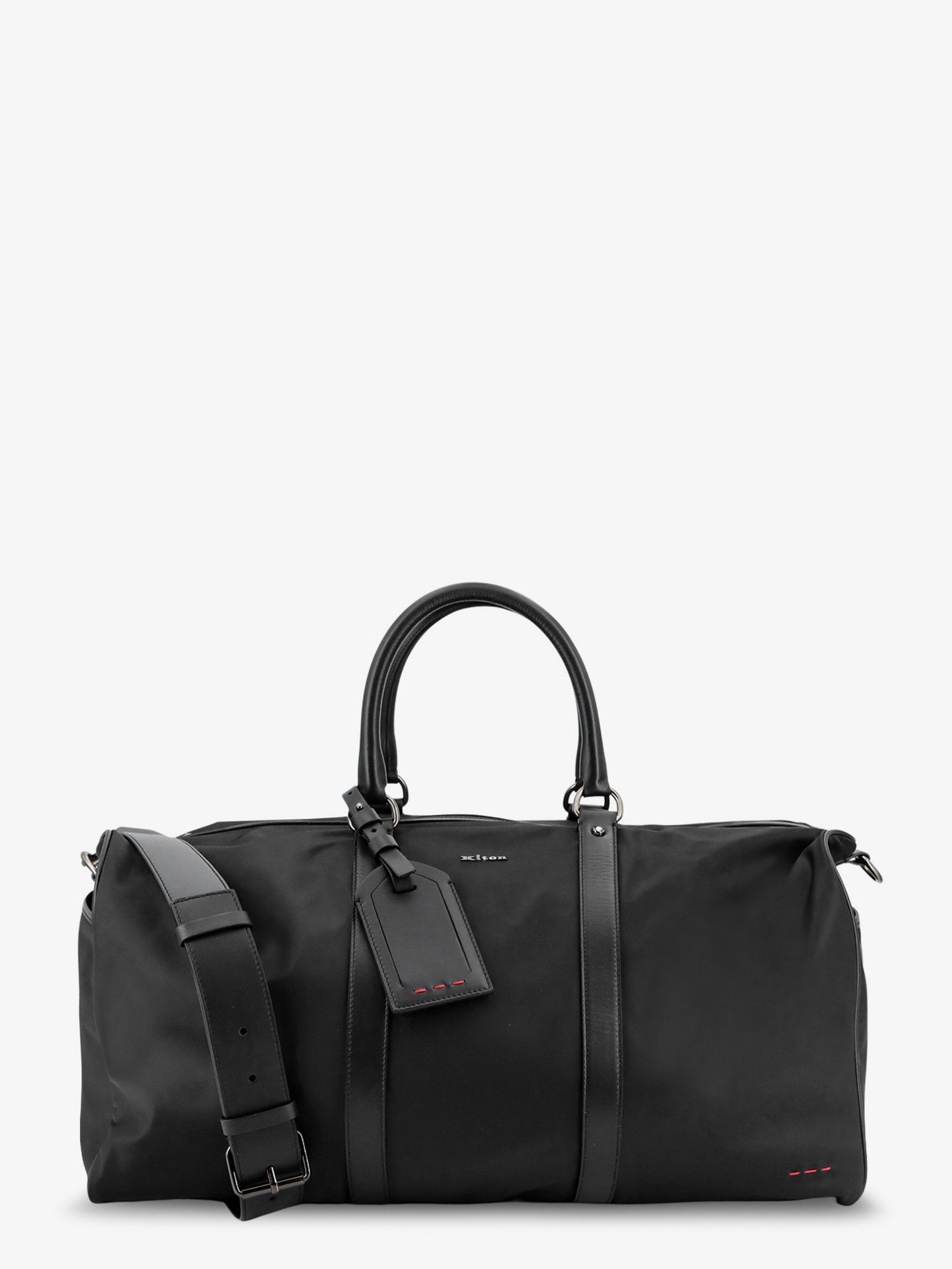 Nylon travel bag with leather inserts