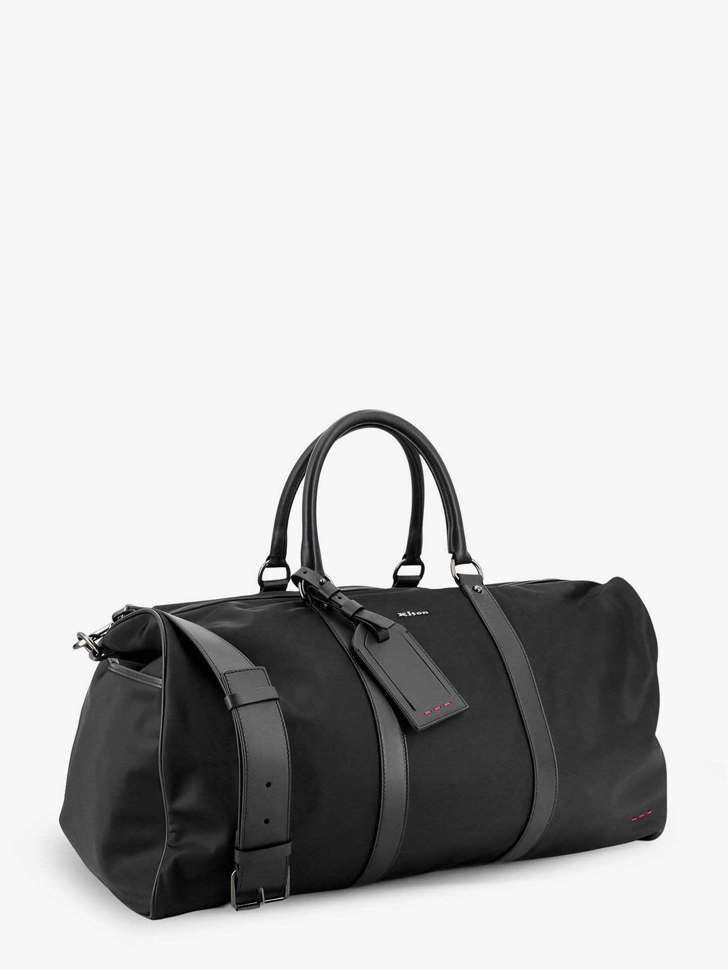 Nylon travel bag with leather inserts