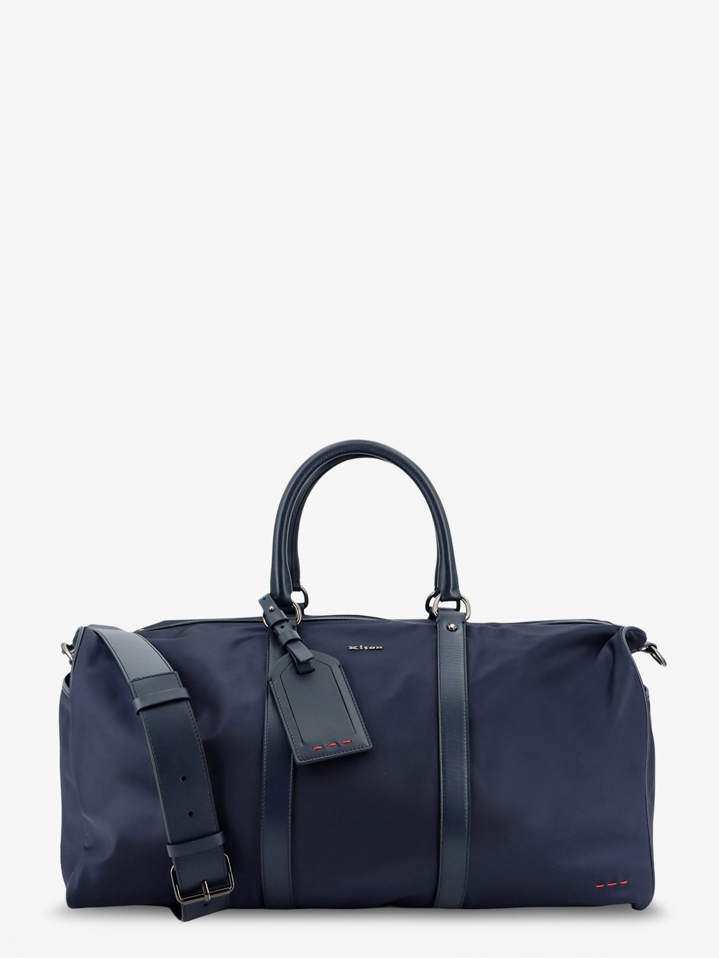 Nylon travel bag with leather inserts