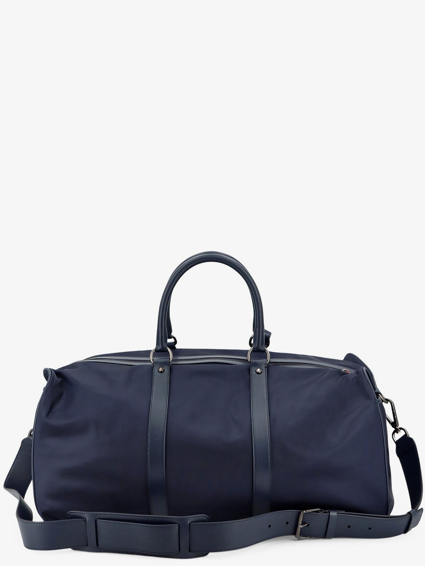 Nylon travel bag with leather inserts