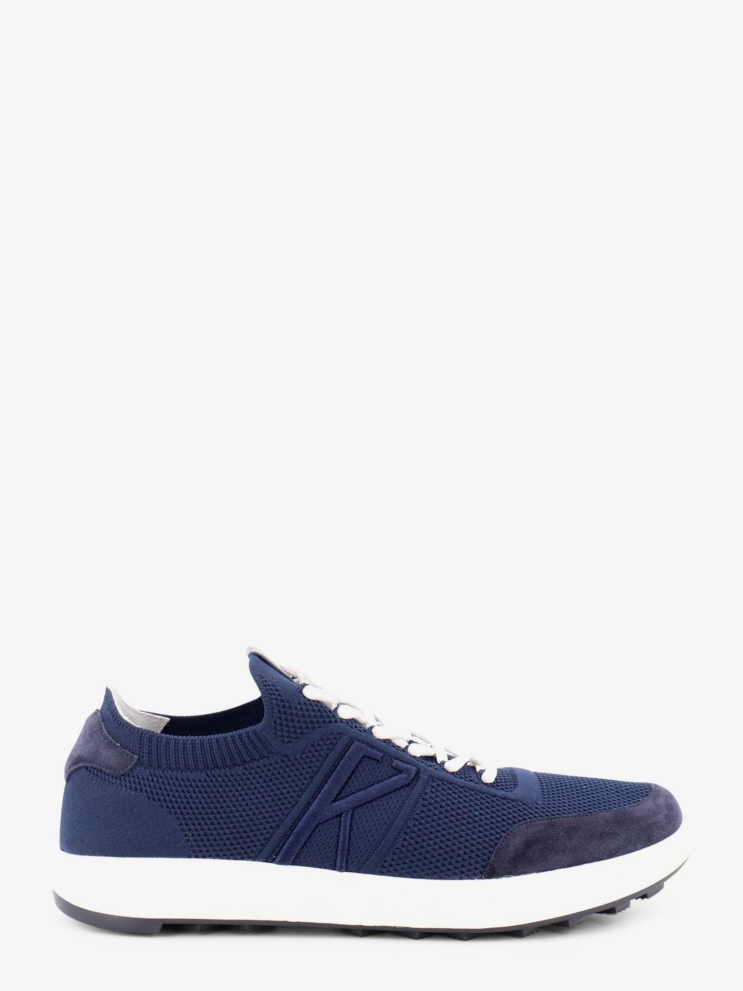Knitted fabric sneakers with suede inserts