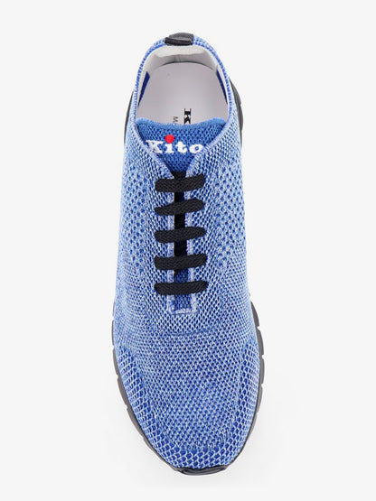 Sneakers in tessuto a maglia con logo ricamato thumbnail