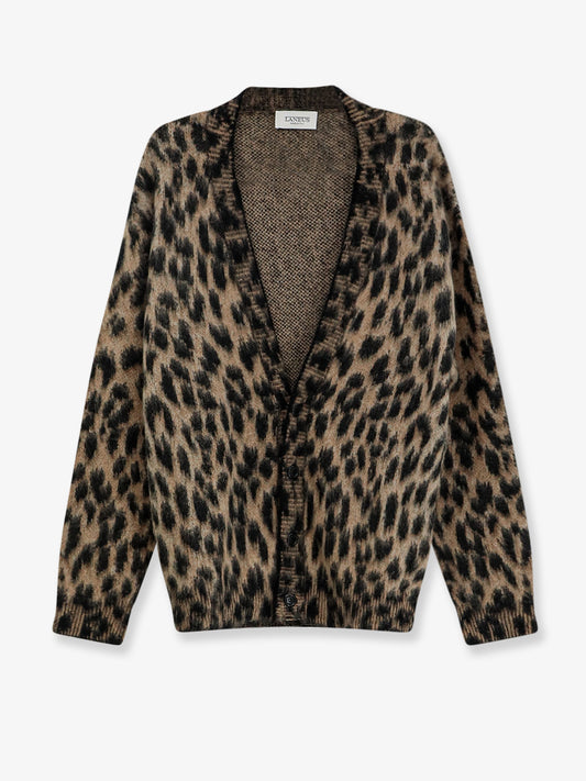 Leopard print knit cardigan