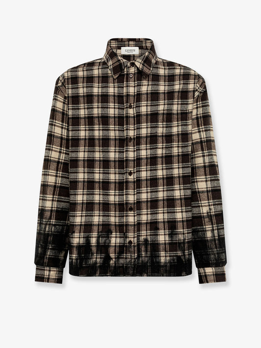 Cotton blend shirt with check pattern