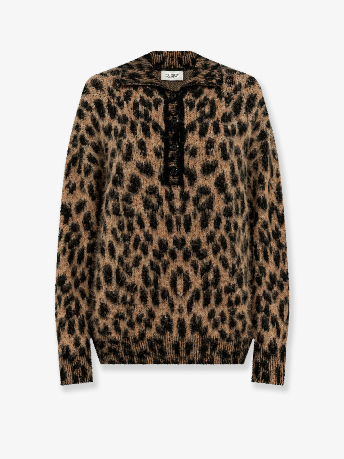 Spotted alpaca blend polo shirt
