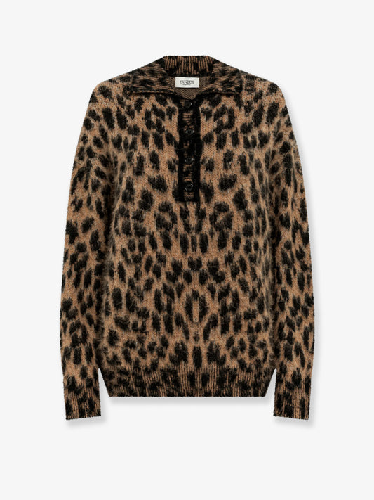 Spotted alpaca blend polo shirt