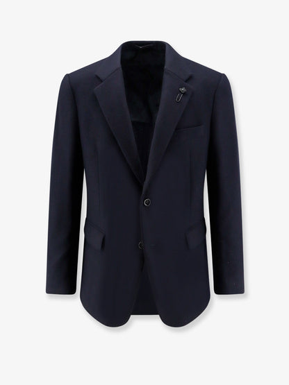 Cashmere blazer with iconic metal pin thumbnail
