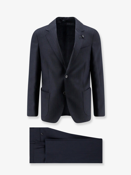 Virgin wool suit with pinstripe pattern